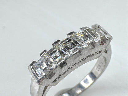 Vintage Platinum 1.00ct F/VS Asscher Diamond Band Ring s6 6.5g JR1812