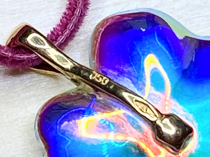 Baccarat 18K 750 Cherry Blossom crystal pendant in burgundy velvet cord JR1087