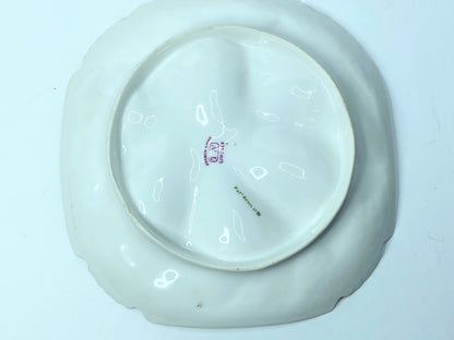 Limoges T.V botanical sprays soft gold scalloped shell corner oyster plate A619