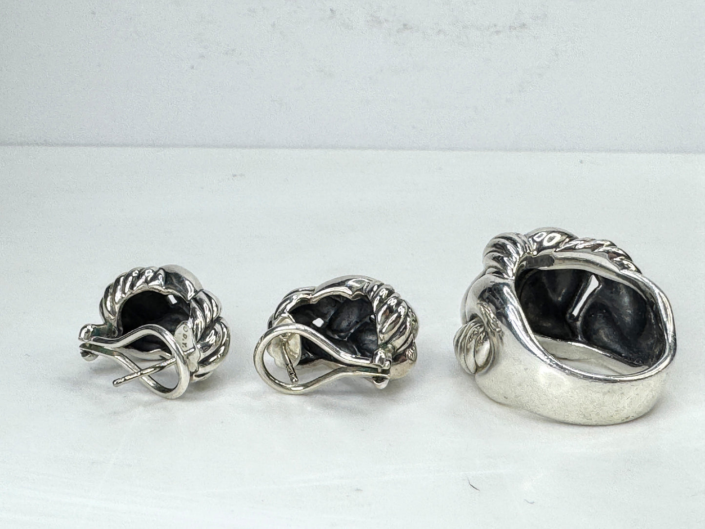Vintage David Yurman Sterling Belmont Interwoven Knot Ring Earring 29.29g JR1814