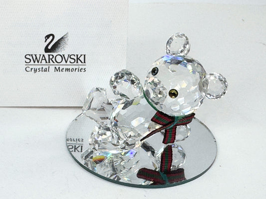 Swarovski Crystal reclining Kris Bear with a red & green scarf S220