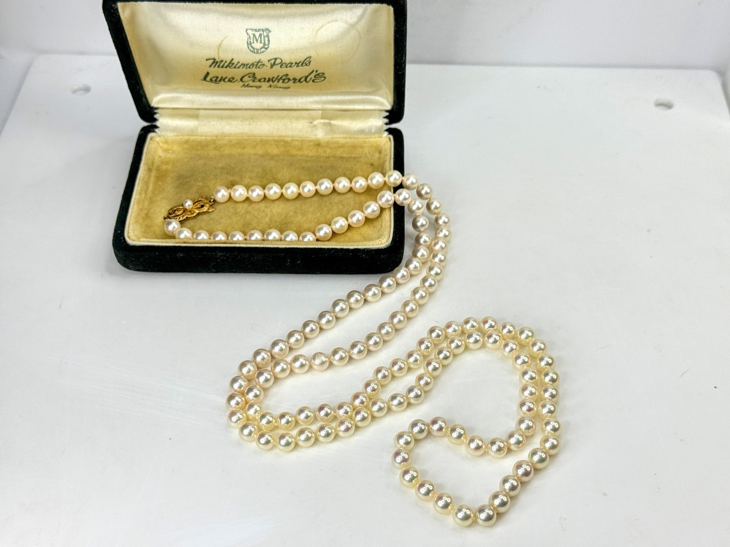 Vintage Mikimoto 18K Gold 6.4mm Akoya Pearl Opera length 36" Necklace JR1816