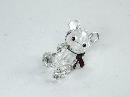 Swarovski Crystal reclining Kris Bear with a red & green scarf S220