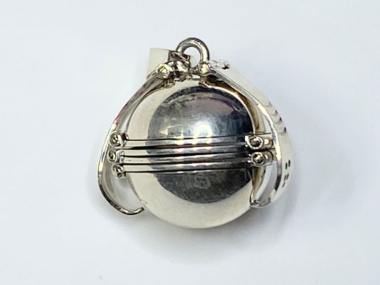 Sterling Ball Orb Six Photos Folding Locket Pendant 925 Silver tone chain