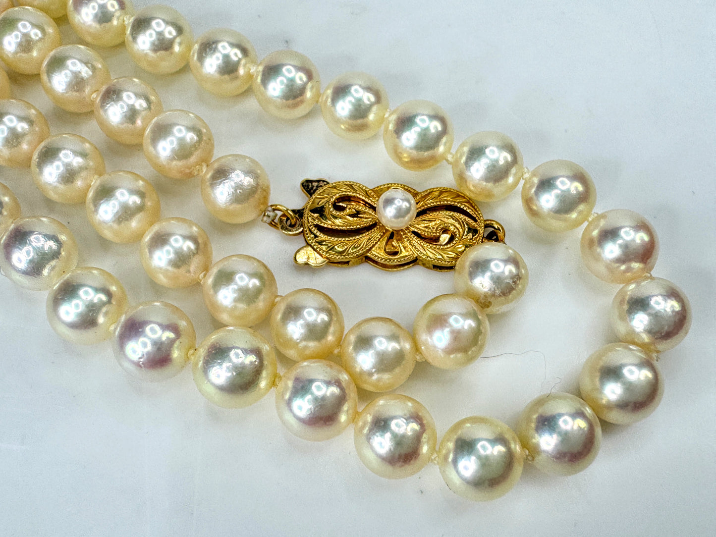 Vintage Mikimoto 18K Gold 6.4mm Akoya Pearl Opera length 36" Necklace JR1816