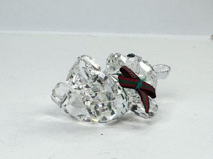 Swarovski Crystal reclining Kris Bear with a red & green scarf S220