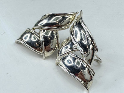 Vintage Tiffany & Co. Sterling Silver 1 7/8" Ribbon Bow Clip Earrings 17g JR1828
