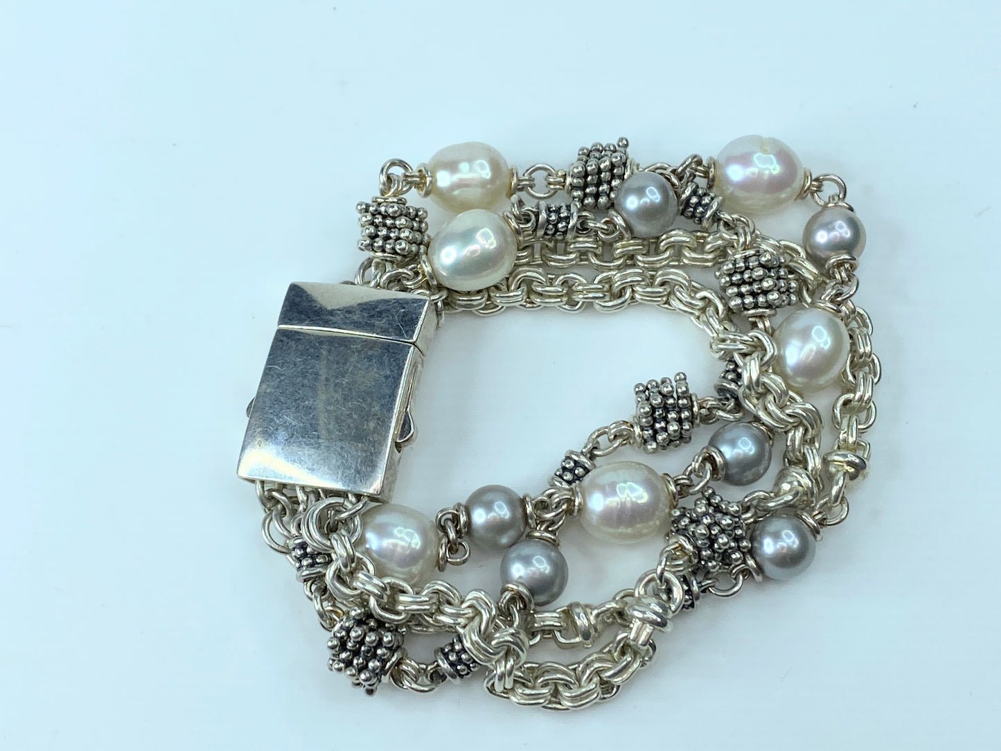 Michael Dawkins Sterling Silver/Pearl Multi Strand bracelet