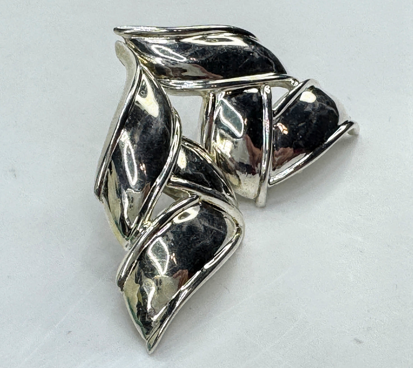 Vintage Tiffany & Co. Sterling Silver 1 7/8" Ribbon Bow Clip Earrings 17g JR1828