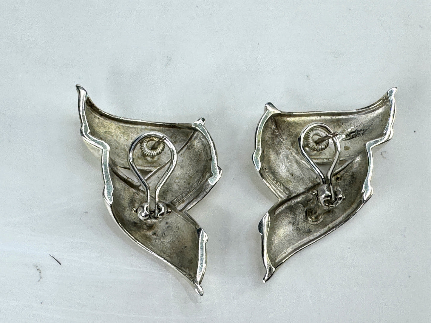 Vintage Tiffany & Co. Sterling Silver 1 7/8" Ribbon Bow Clip Earrings 17g JR1828