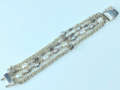 Michael Dawkins Sterling Silver/Pearl Multi Strand bracelet