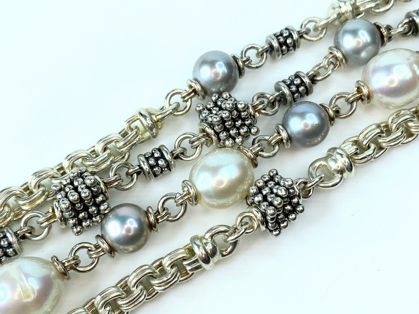 Michael Dawkins Sterling Silver/Pearl Multi Strand bracelet