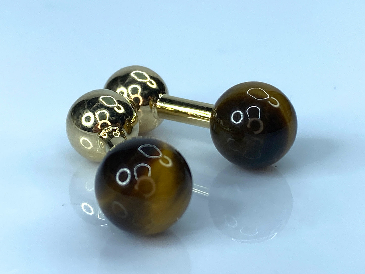 Tiffany & Co. Tiger Eye and Gold Ball Cufflinks GS105