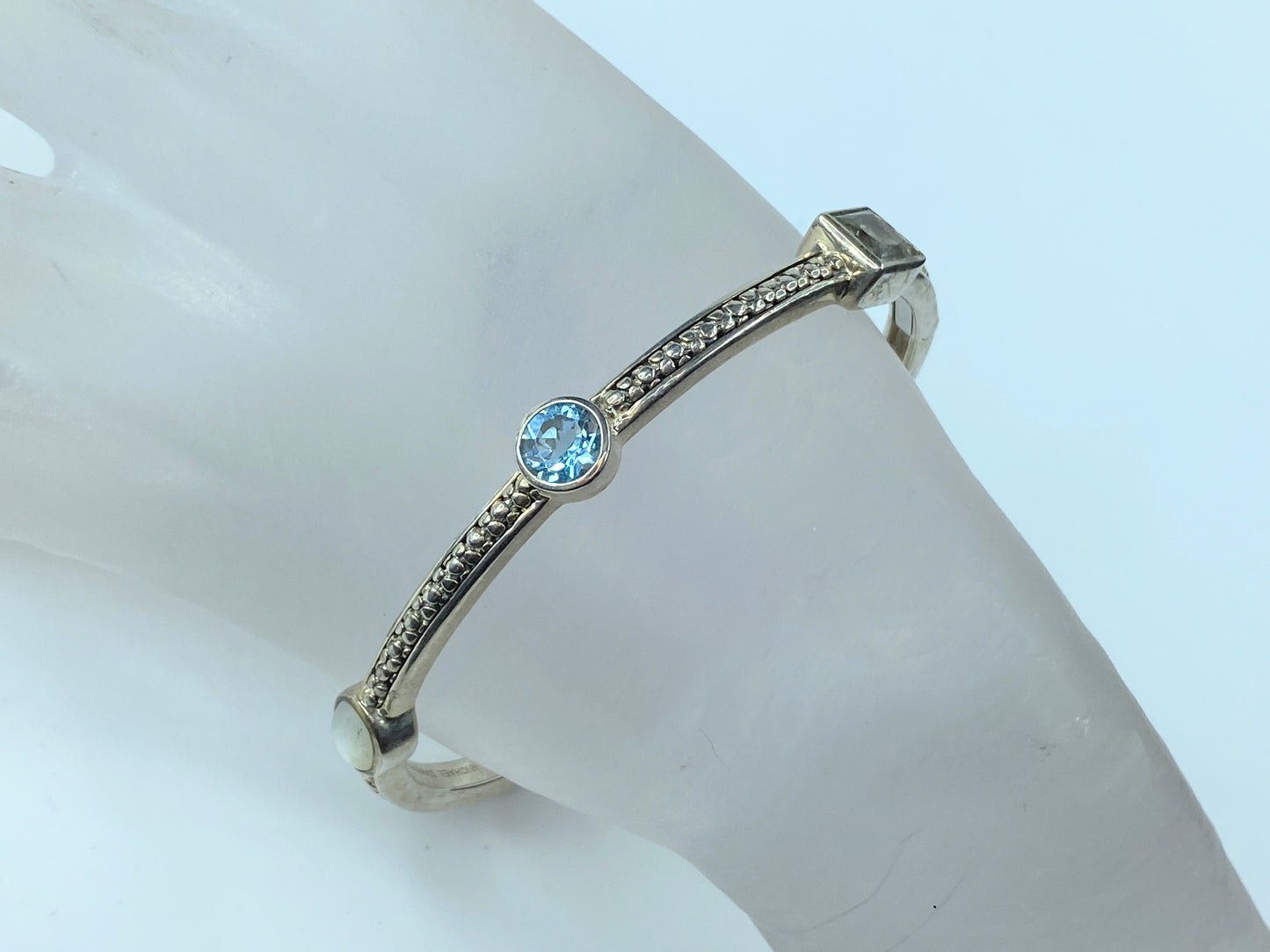 Michael Dawkins Sterling Topaz Moonstone Quartz Cuff Bangle Bracelet