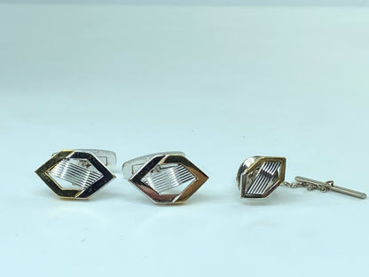 Yves Saint Laurent gold and silver tie pin and cufflinks set in box GS449
