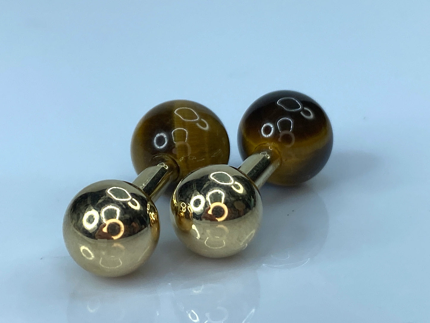 Tiffany & Co. Tiger Eye and Gold Ball Cufflinks GS105