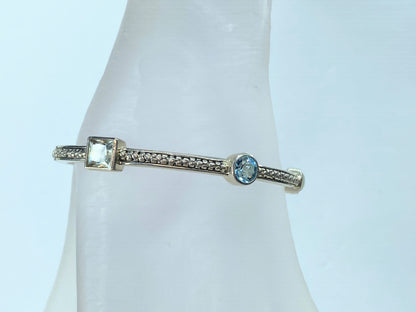 Michael Dawkins Sterling Topaz Moonstone Quartz Cuff Bangle Bracelet