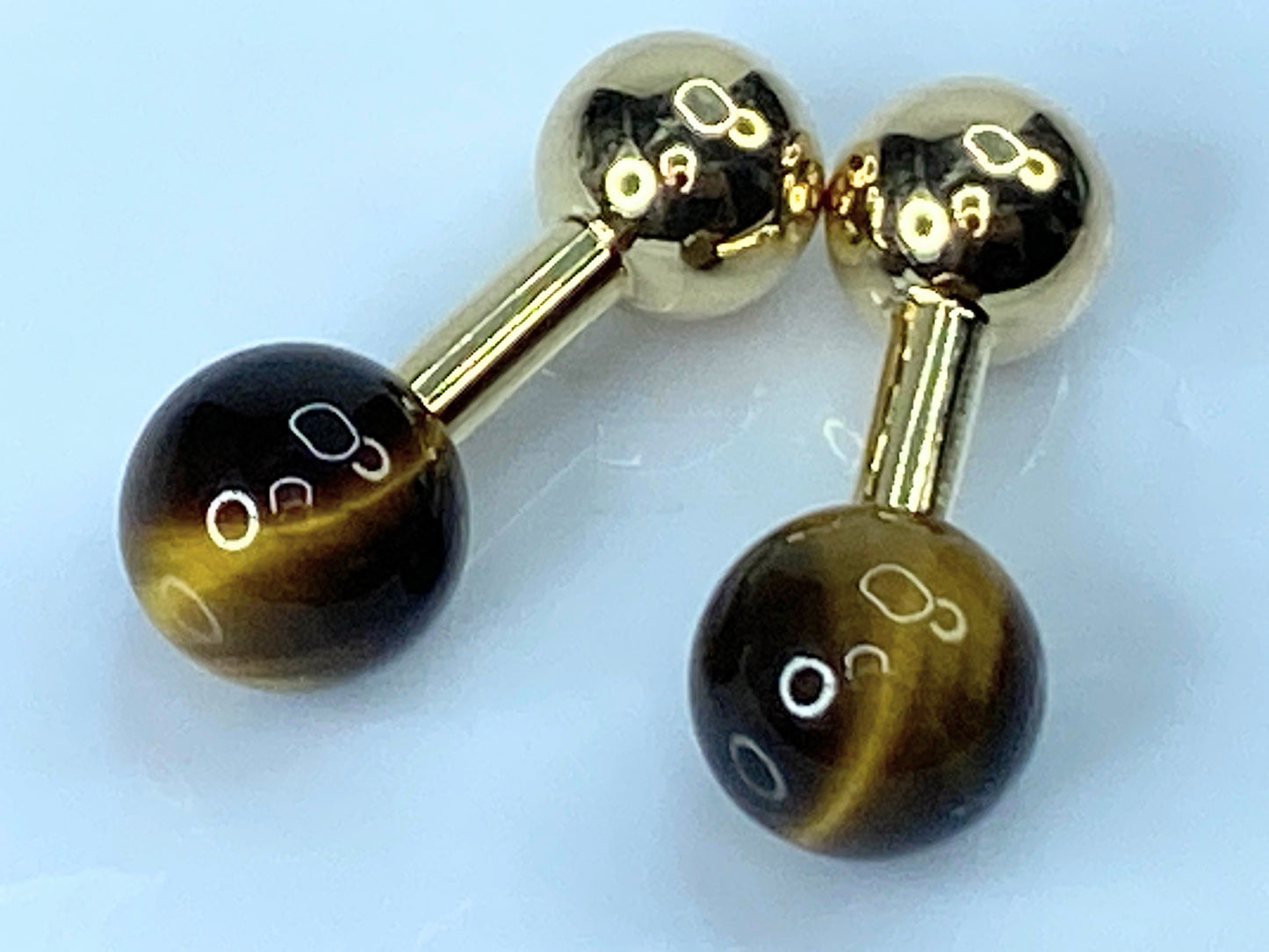 Tiffany & Co. Tiger Eye and Gold Ball Cufflinks GS105