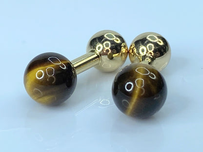 Tiffany & Co. Tiger Eye and Gold Ball Cufflinks GS105