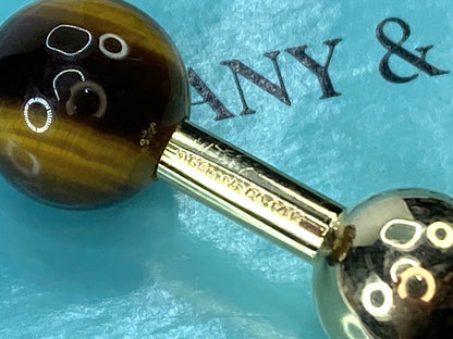 Tiffany & Co. Tiger Eye and Gold Ball Cufflinks GS105