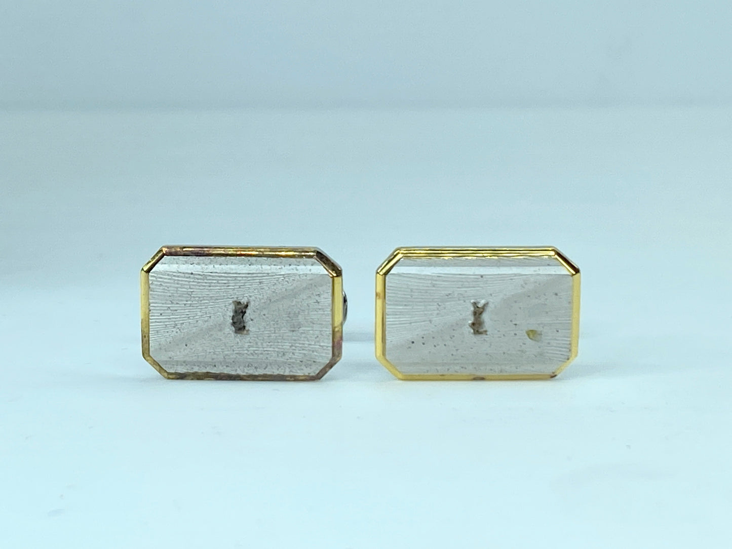 Yves saint Laurent Gold silver vintage rectangular cufflink GS460