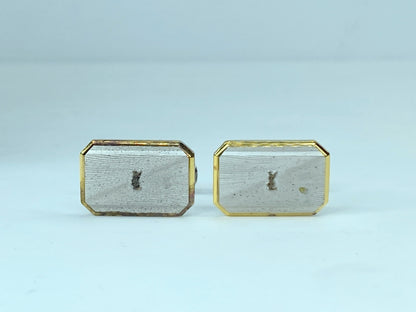 Yves saint Laurent Gold silver vintage rectangular cufflink GS460