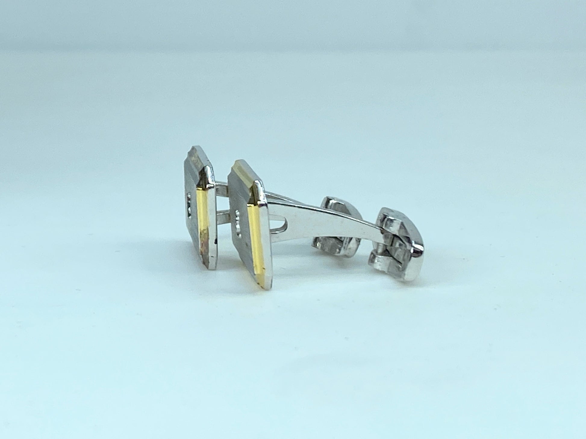 Yves saint Laurent Gold silver vintage rectangular cufflink GS460