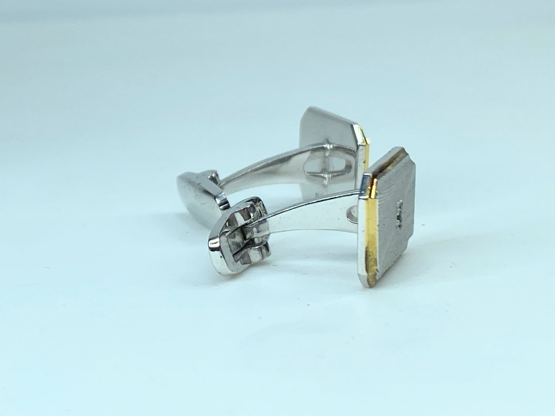Yves saint Laurent Gold silver vintage rectangular cufflink GS460