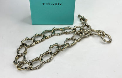 Vintage Tiffany & Co. 1996 Sterling Bamboo Link Necklace 125.5g 16 3/4" JR1829