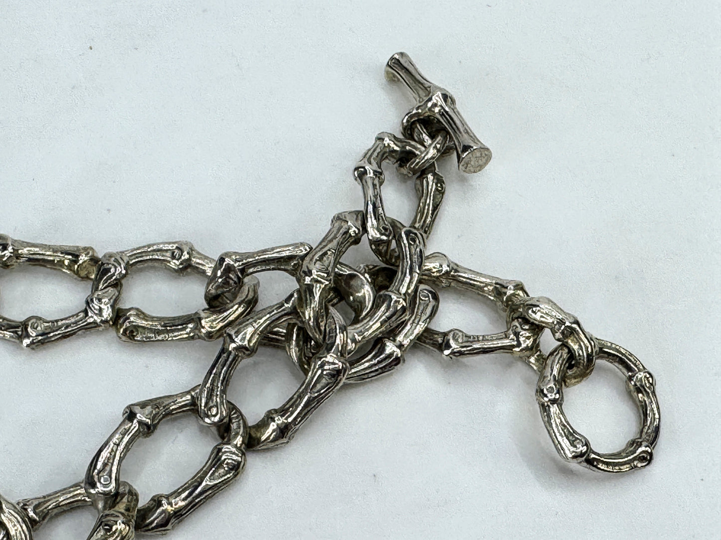 Vintage Tiffany & Co. 1996 Sterling Bamboo Link Necklace 125.5g 16 3/4" JR1829