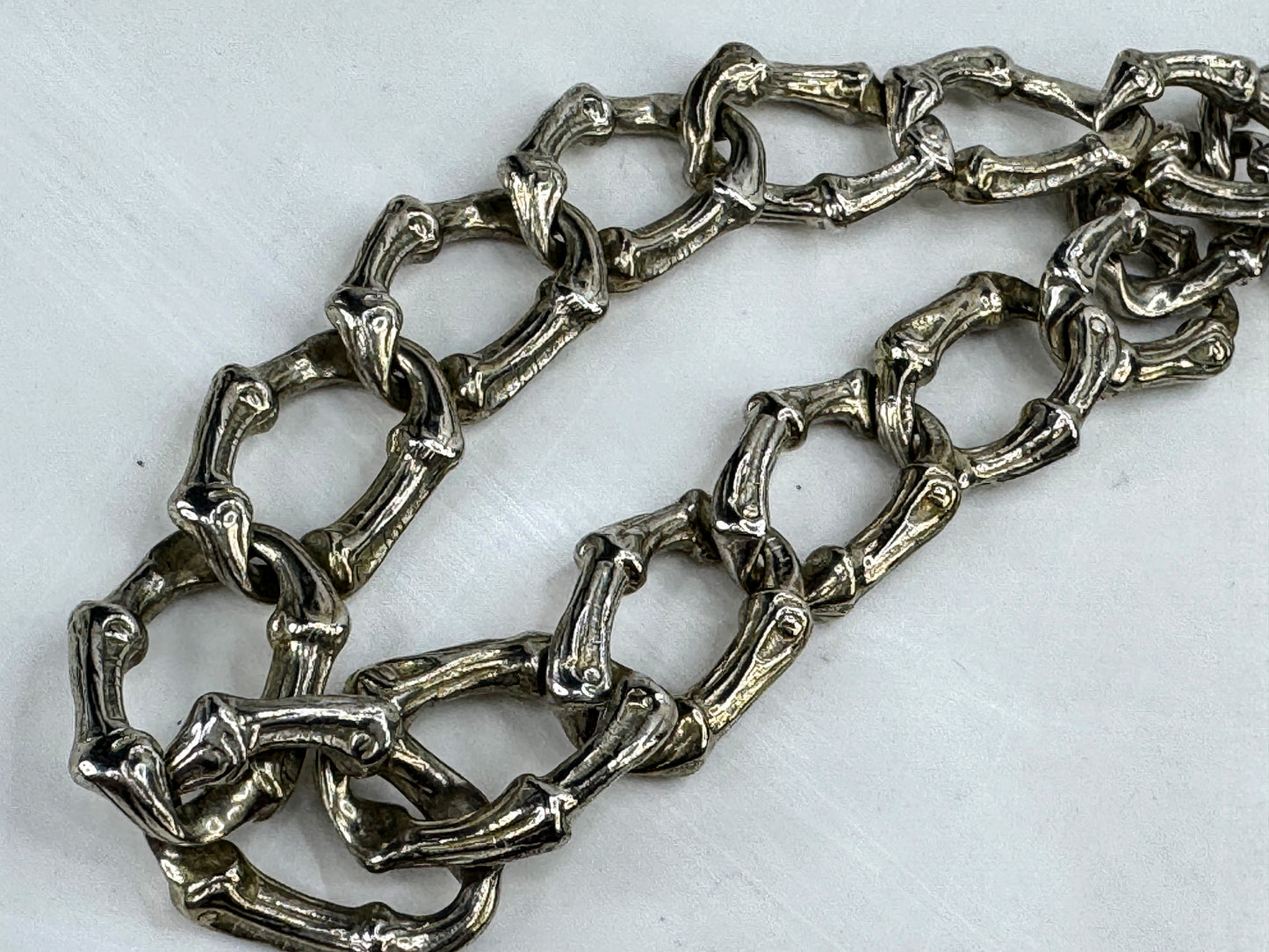 Vintage Tiffany & Co. 1996 Sterling Bamboo Link Necklace 125.5g 16 3/4" JR1829