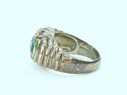 Judith Ripka Natural Blue Topaz & Peridot in Sterling Ring