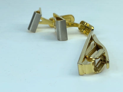 Givenchy Vintage Two-Tone 4G matching Tie Clip & cufflinks with velvet box GS454