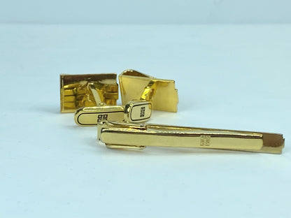 Givenchy Vintage Two-Tone 4G matching Tie Clip & cufflinks with velvet box GS454