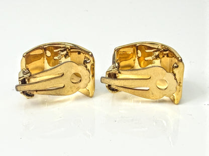 Vintage Hermès Leopard Cloisonné Enamel Gold Clip Earrings Made in France GS831