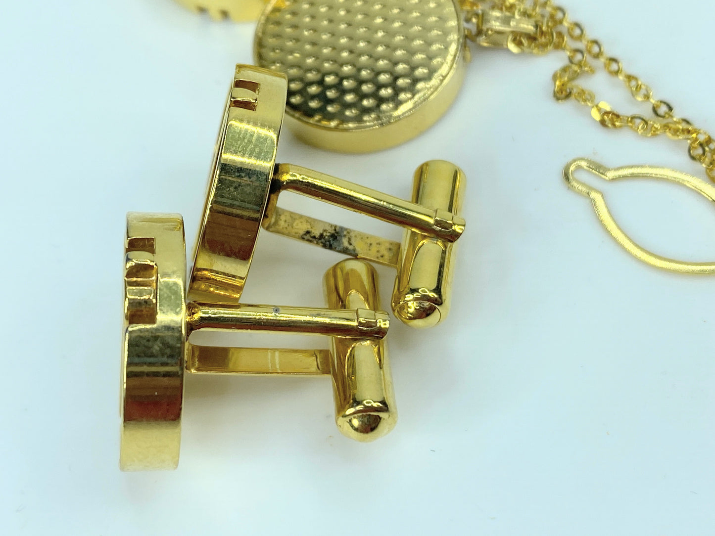 Alfred Dunhill Gold Color matching cufflinks Tie tack button tack set of 4 GS455