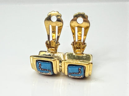 Vintage Hermès Leopard Cloisonné Enamel Gold Clip Earrings Made in France GS831