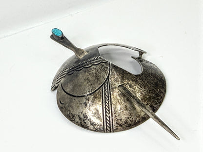 Vintage Navajo Sterling Turquoise Hair Barrette Ponytail Native American SS423