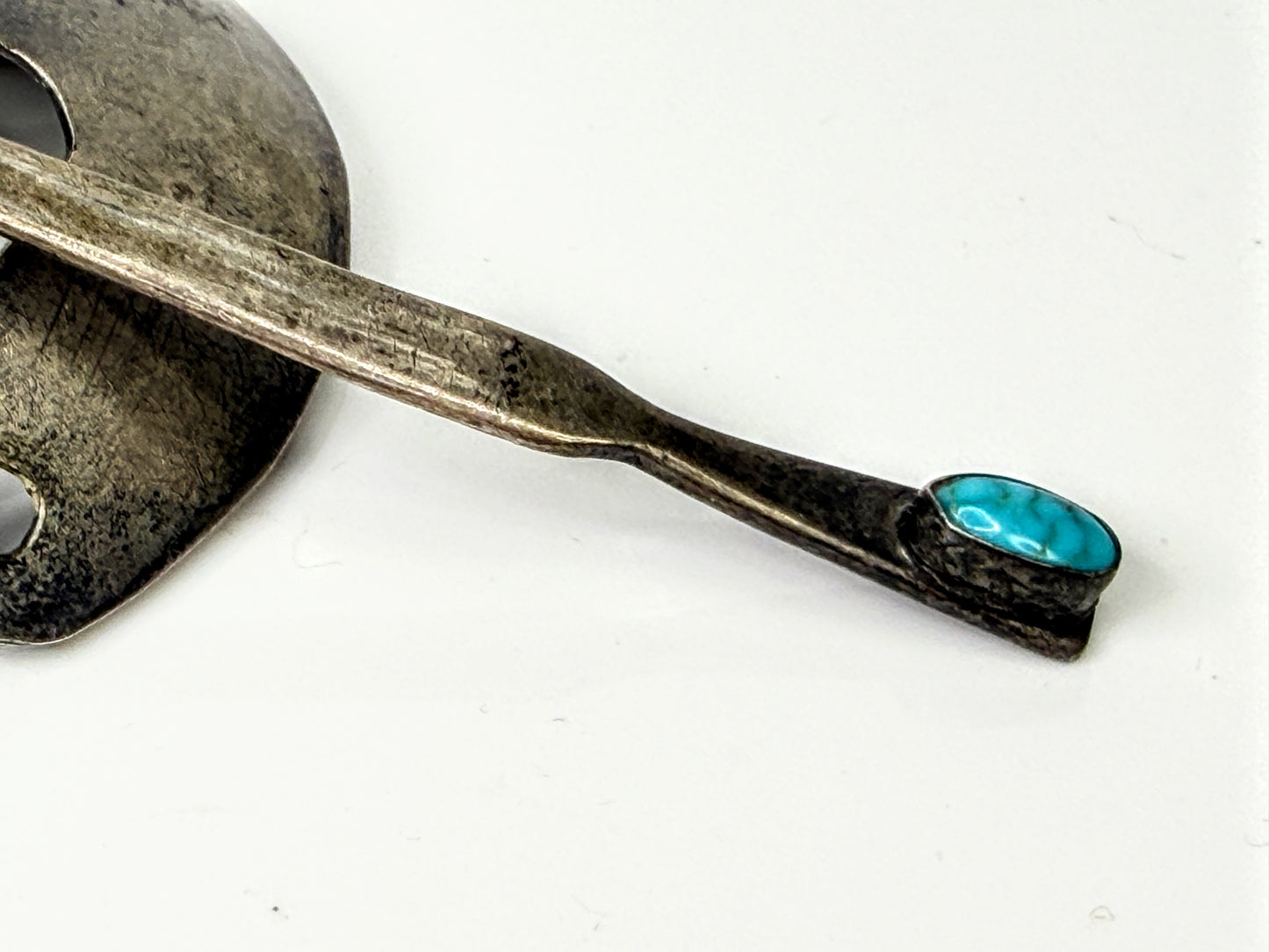 Vintage Navajo Sterling Turquoise Hair Barrette Ponytail Native American SS423