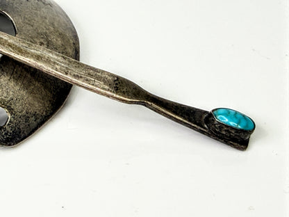 Vintage Navajo Sterling Turquoise Hair Barrette Ponytail Native American SS423