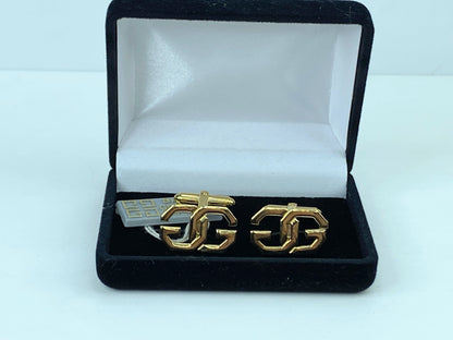 Bijoux Givenchy square gold silvery tone cufflink in black velvet 10.7g GS456