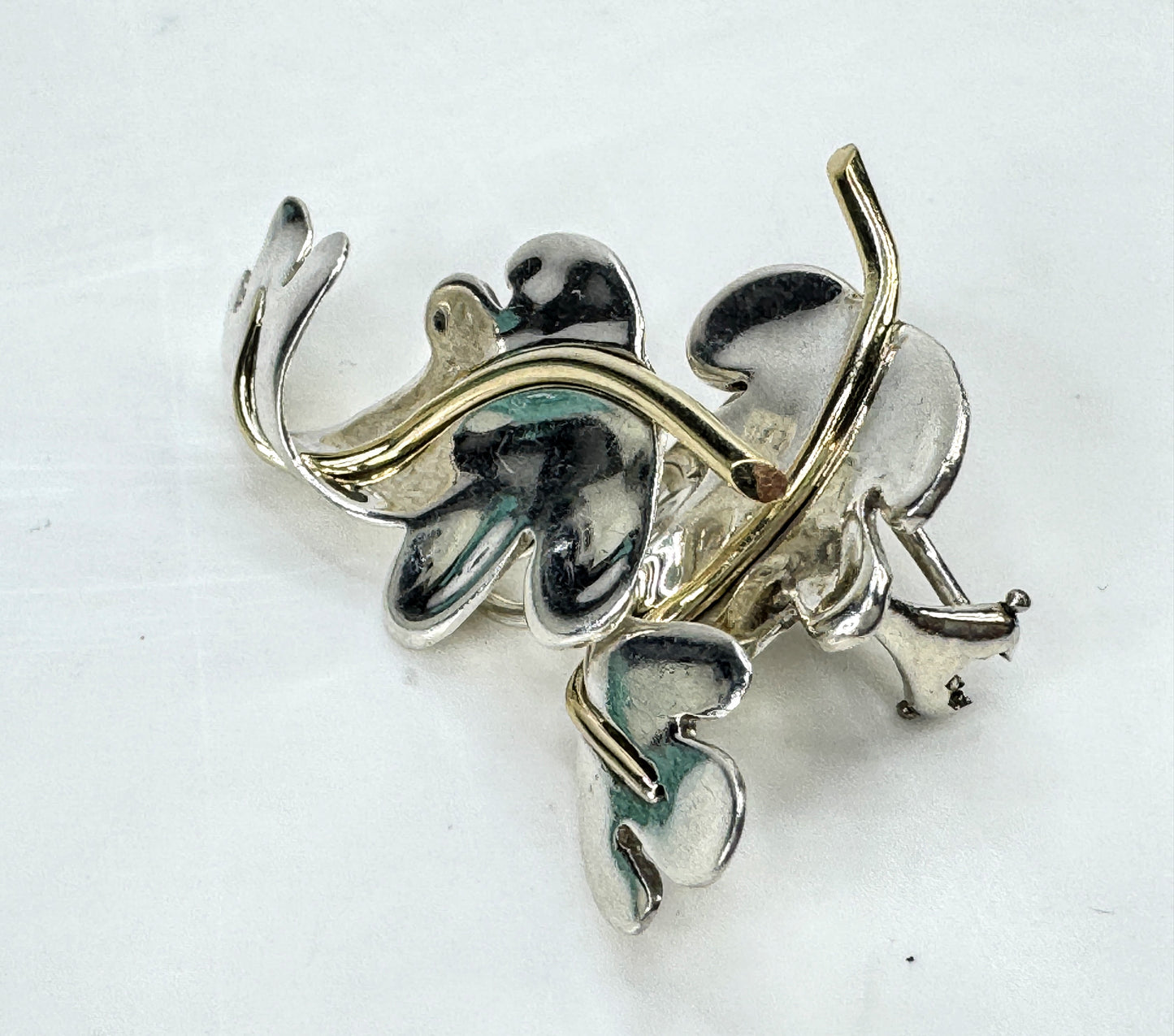Vintage 1983 Tiffany & Co. Sterling 18K Oak Leaf Clip Earrings  2" 12.7g JR1833