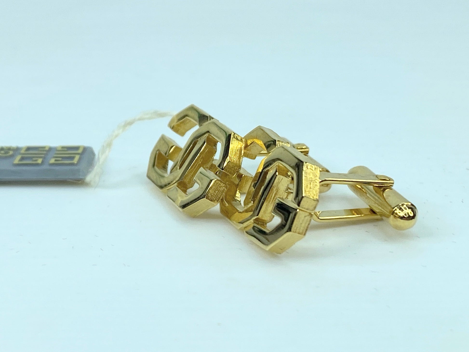 Bijoux Givenchy square gold silvery tone cufflink in black velvet 10.7g GS456