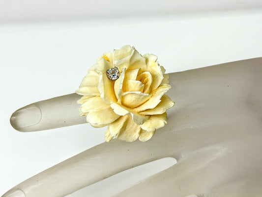 1950s Hand Carved Celluloid 3D Gem Rose 1/20 12K Gold Filled Flower Brooch GS832