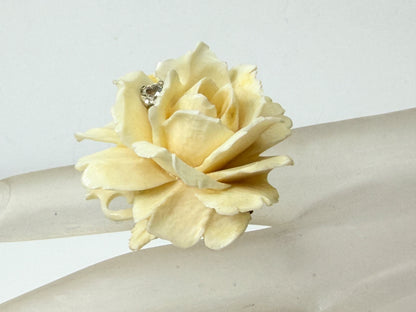 1950s Hand Carved Celluloid 3D Gem Rose 1/20 12K Gold Filled Flower Brooch GS832