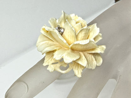 1950s Hand Carved Celluloid 3D Gem Rose 1/20 12K Gold Filled Flower Brooch GS832