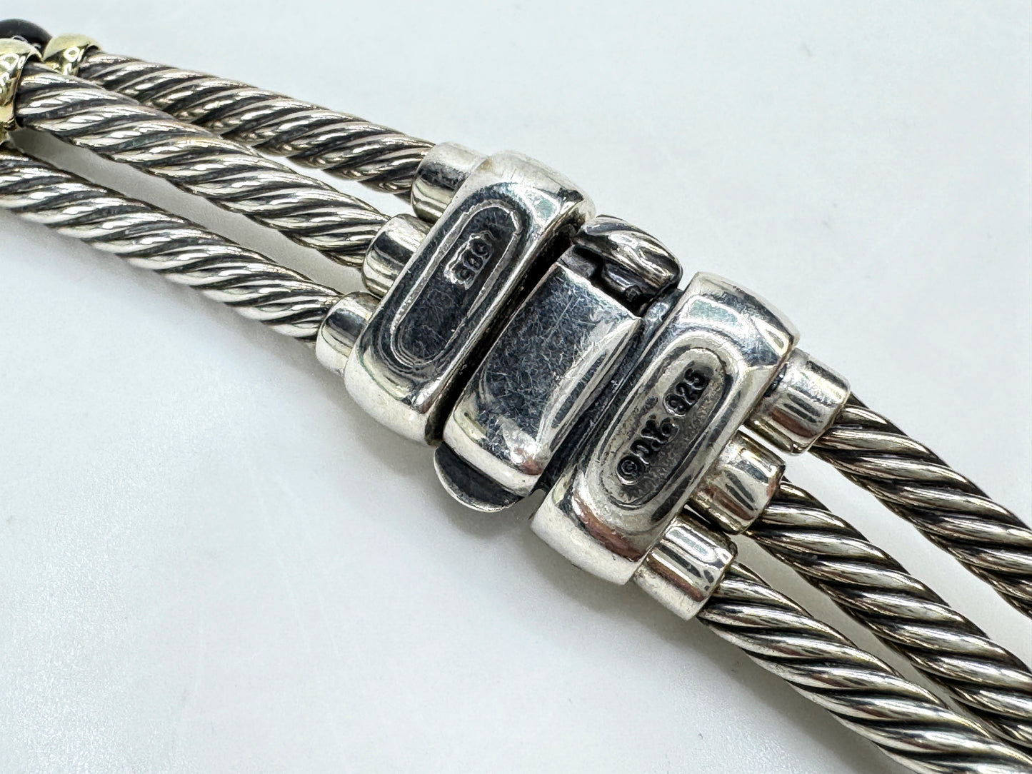 Vintage David Yurman Sterling 14K Black Onyx Cable Necklace Earrings Set JR1834