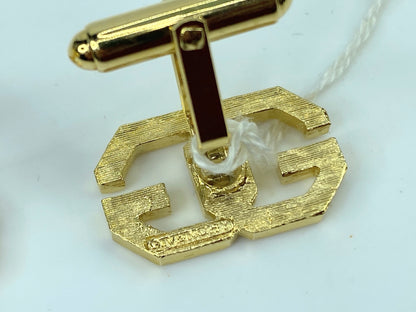 Bijoux Givenchy square gold silvery tone cufflink in black velvet 10.7g GS456