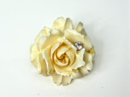 1950s Hand Carved Celluloid 3D Gem Rose 1/20 12K Gold Filled Flower Brooch GS832