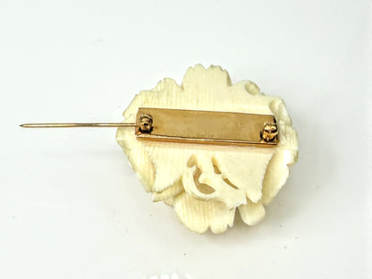 1950s Hand Carved Celluloid 3D Gem Rose 1/20 12K Gold Filled Flower Brooch GS832